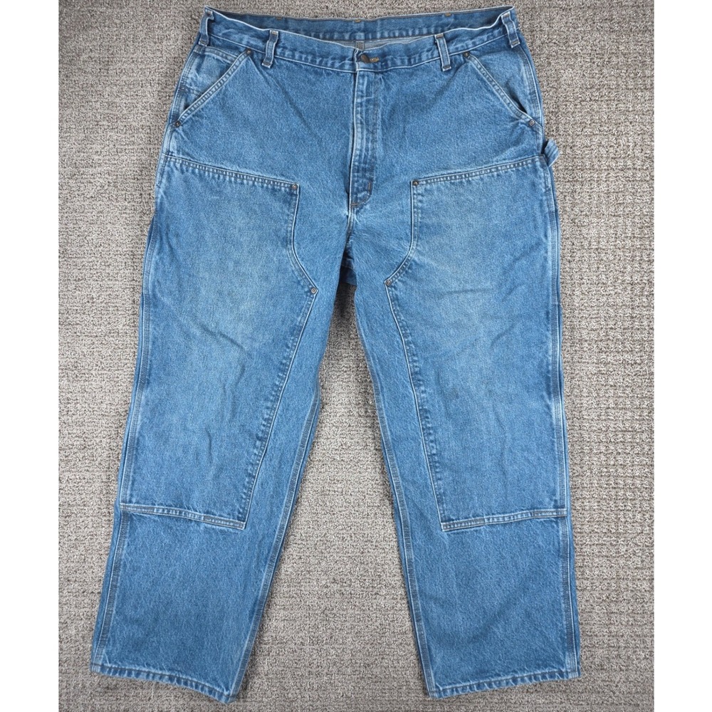 Carhartt B73-DST Mens Double Knee‎ Logger Work Jeans Blue Denim 40x32 Light Wash